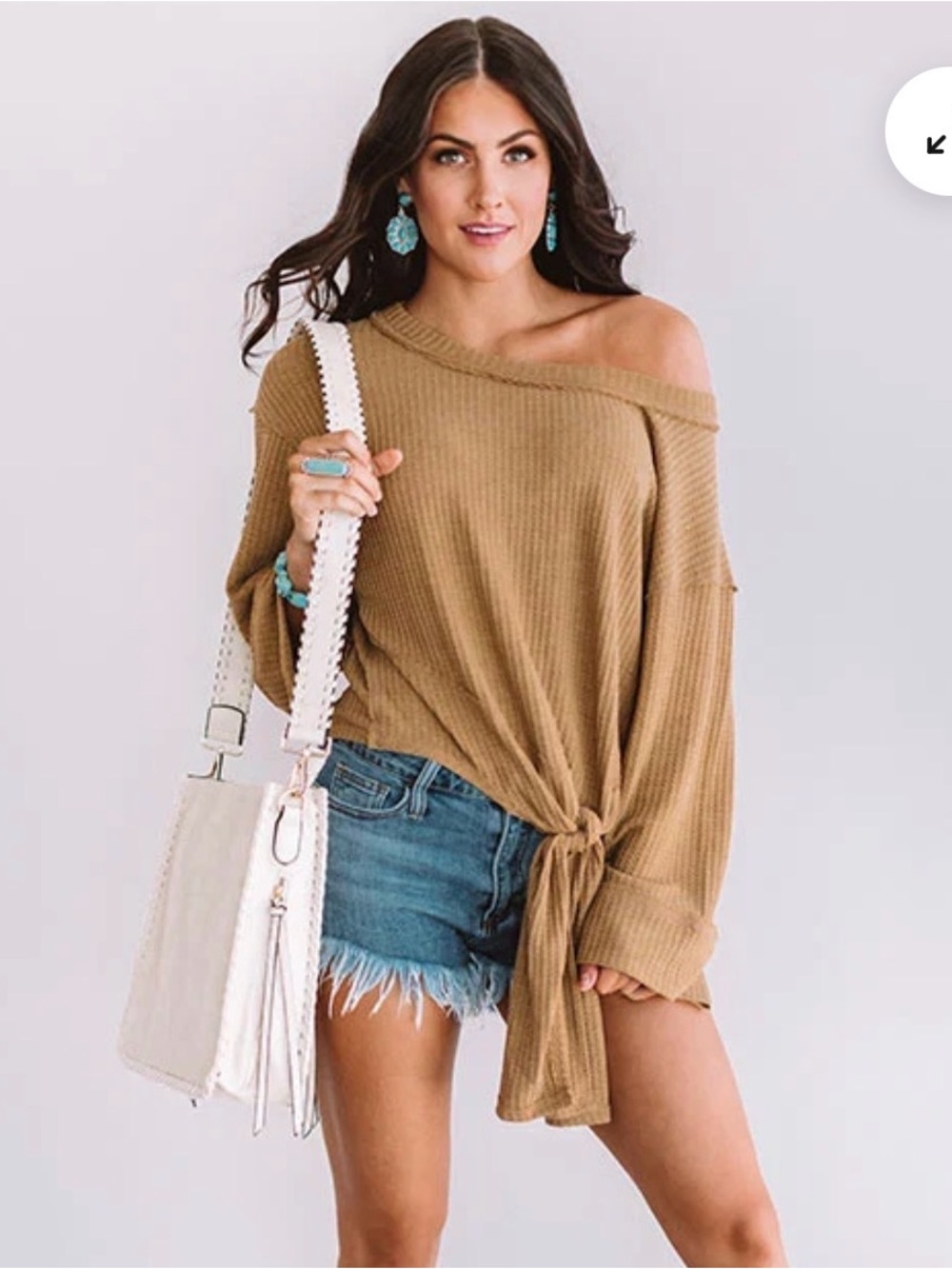 Wishlist M/L waffle knit top in khaki